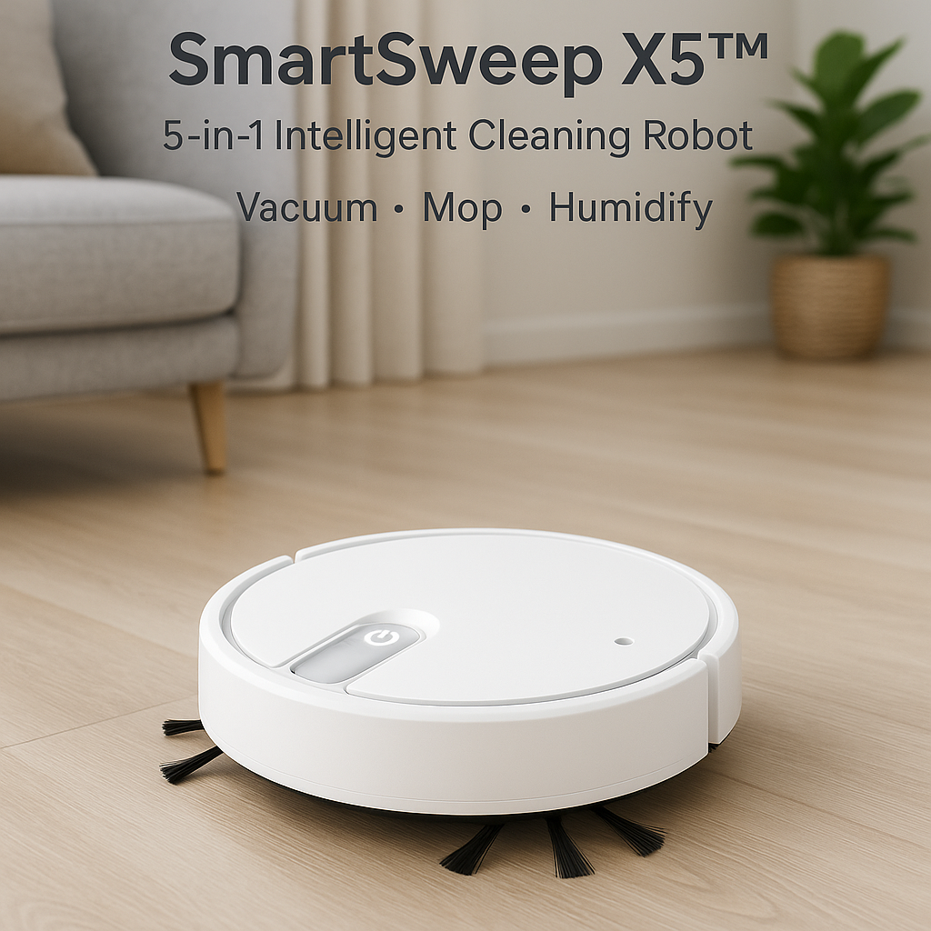 SmartSweep X5™ 5-in-1 Robot Vacuum – Vacuum, Mop, Humidify & Quiet Cleaning