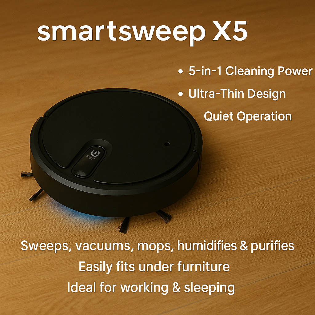 SmartSweep X5™ 5-in-1 Robot Vacuum – Vacuum, Mop, Humidify & Quiet Cleaning