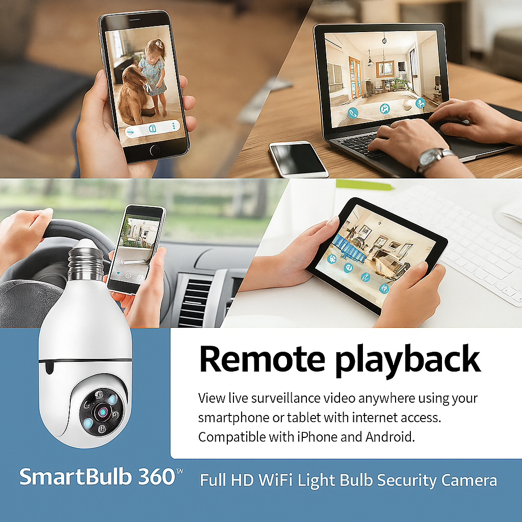 SmartBulb 360β’ β Full HD WiFi Light Bulb Security Camera
