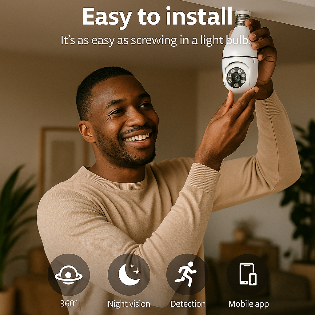 SmartBulb 360β’ β Full HD WiFi Light Bulb Security Camera