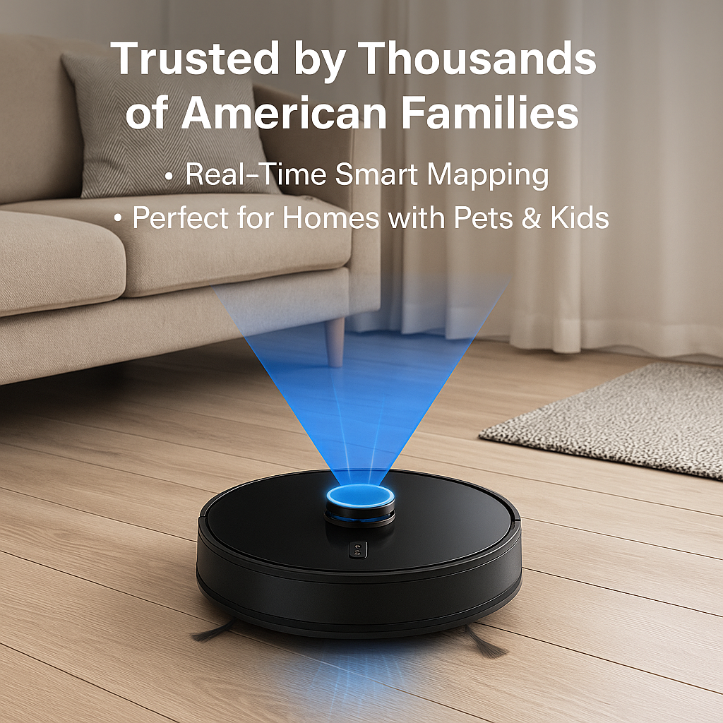 CleanBot X6™ – Laser-Guided Robot Vacuum & Mop with 6500Pa Suction, Carpet Boost & Multi-Floor Mapping