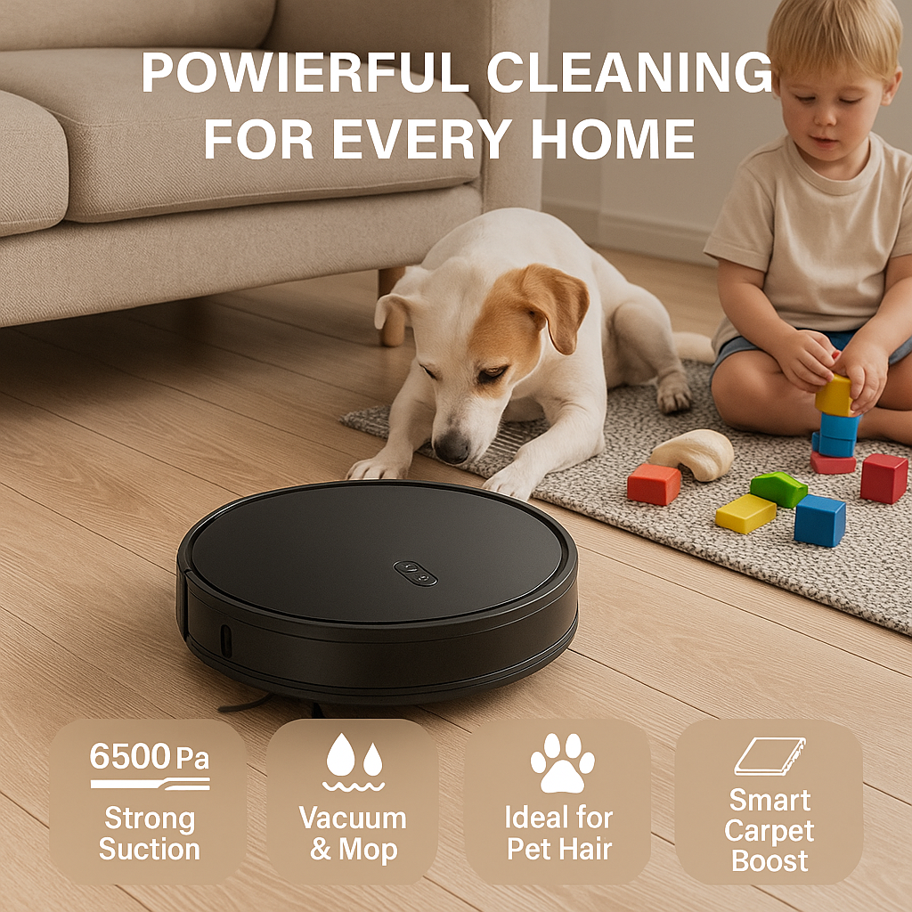 CleanBot X6™ – Laser-Guided Robot Vacuum & Mop with 6500Pa Suction, Carpet Boost & Multi-Floor Mapping