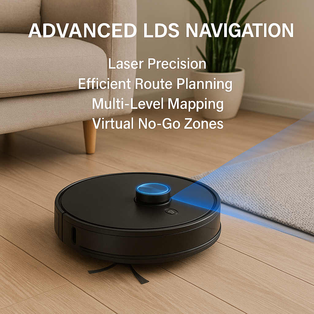 CleanBot X6™ – Laser-Guided Robot Vacuum & Mop with 6500Pa Suction, Carpet Boost & Multi-Floor Mapping