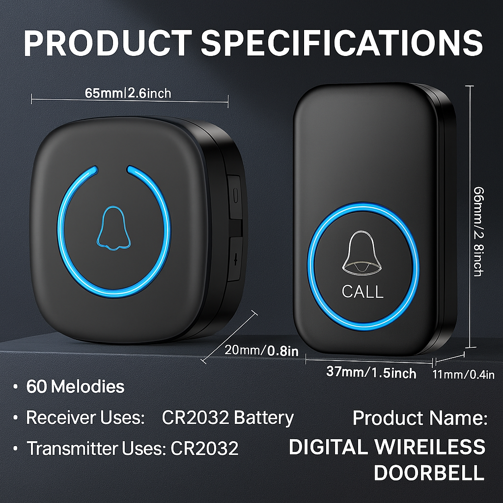 SmartChime™ – Wireless Doorbell with 300M Range & 60 Melodies