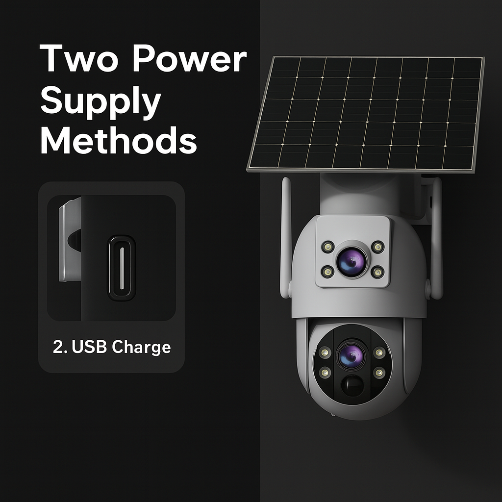 SolarGuard 4K™ by JOOAN – Dual-Lens Outdoor Security Camera with Auto Tracking & Full-Color Night Vision