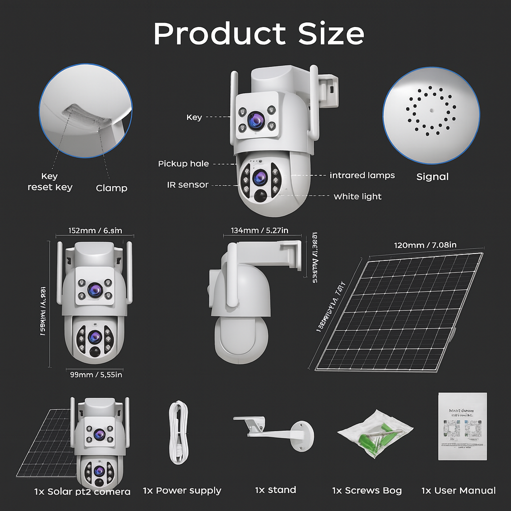 SolarGuard 4K™ by JOOAN – Dual-Lens Outdoor Security Camera with Auto Tracking & Full-Color Night Vision