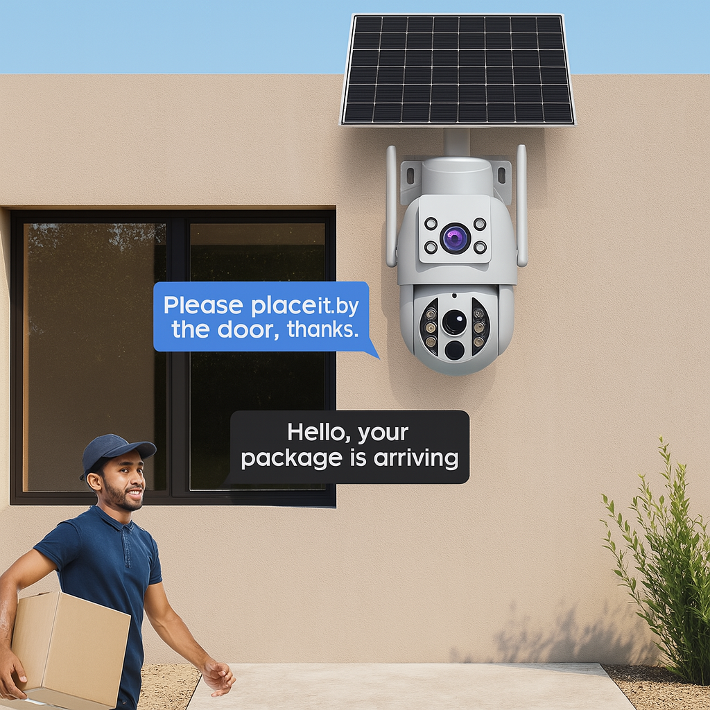 SolarGuard 4K™ by JOOAN – Dual-Lens Outdoor Security Camera with Auto Tracking & Full-Color Night Vision