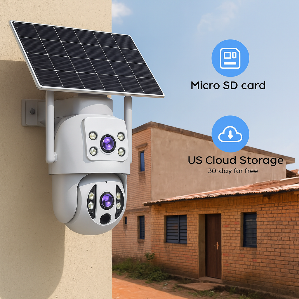 SolarGuard 4K™ by JOOAN – Dual-Lens Outdoor Security Camera with Auto Tracking & Full-Color Night Vision