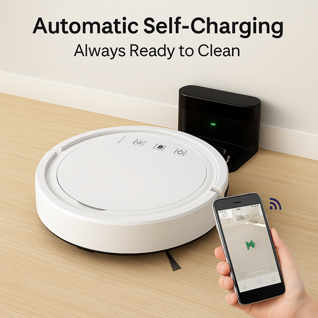 BOAIMORE™ Smart Robot Vacuum – 2500Pa Suction, 3-in-1 Cleaning, Auto Recharge, App Control, HEPA Filter