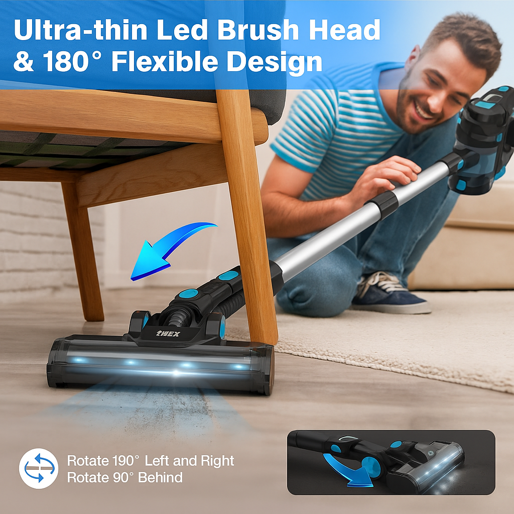 INSE™ 6-in-1 Cordless Stick Vacuum – 20KPa Power, 40min Runtime, Lightweight
