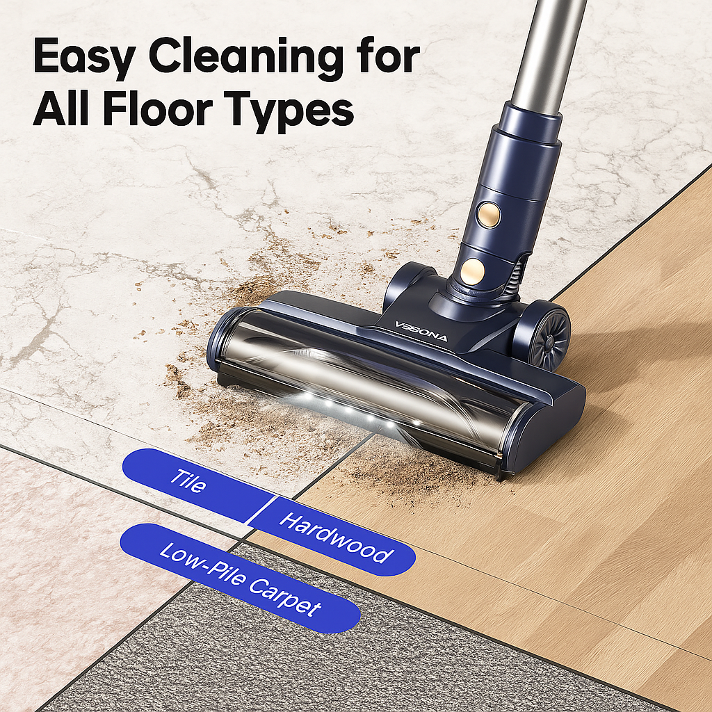 YISORA™ 6-in-1 Corded Stick Vacuum – 600W, 23KPa Suction, for Floor & Carpet