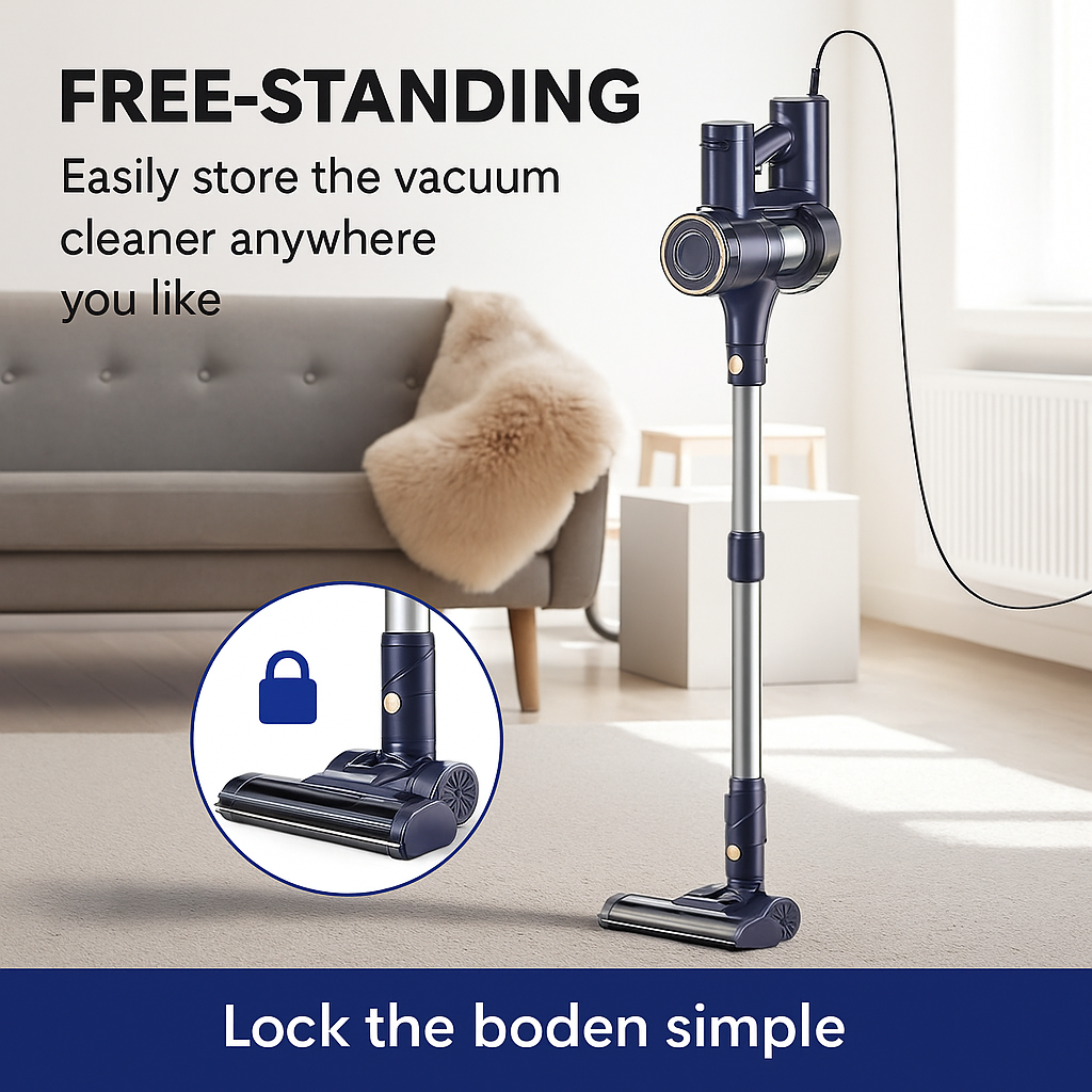 YISORA™ 6-in-1 Corded Stick Vacuum – 600W, 23KPa Suction, for Floor & Carpet