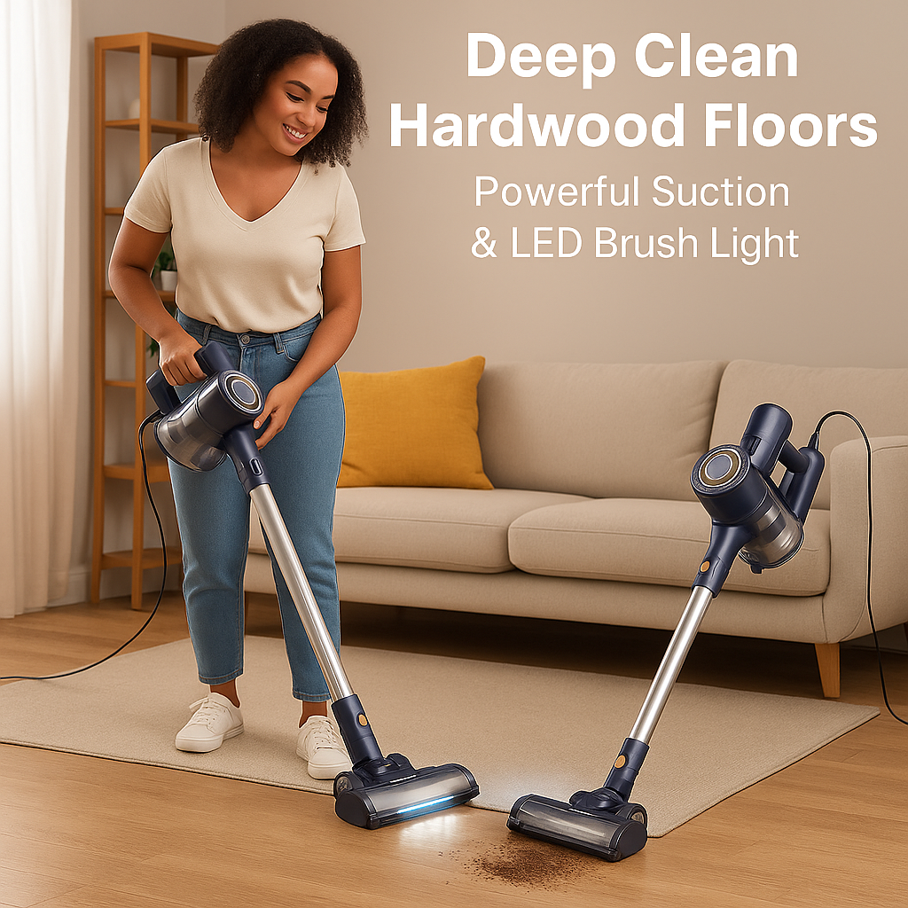 YISORA™ 6-in-1 Corded Stick Vacuum – 600W, 23KPa Suction, for Floor & Carpet