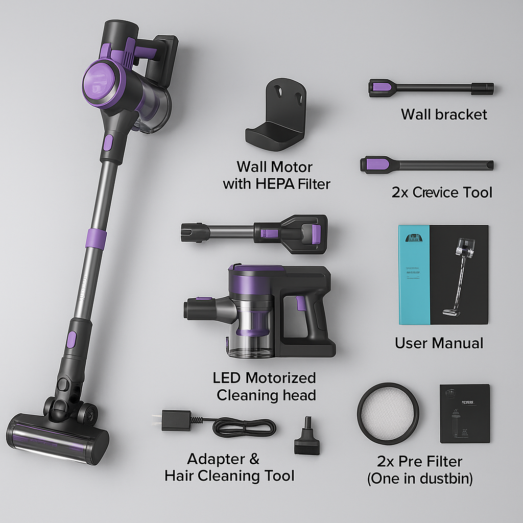 INSE S10™ 6-in-1 Cordless Stick Vacuum – 45KPa Suction, 50 Min Runtime