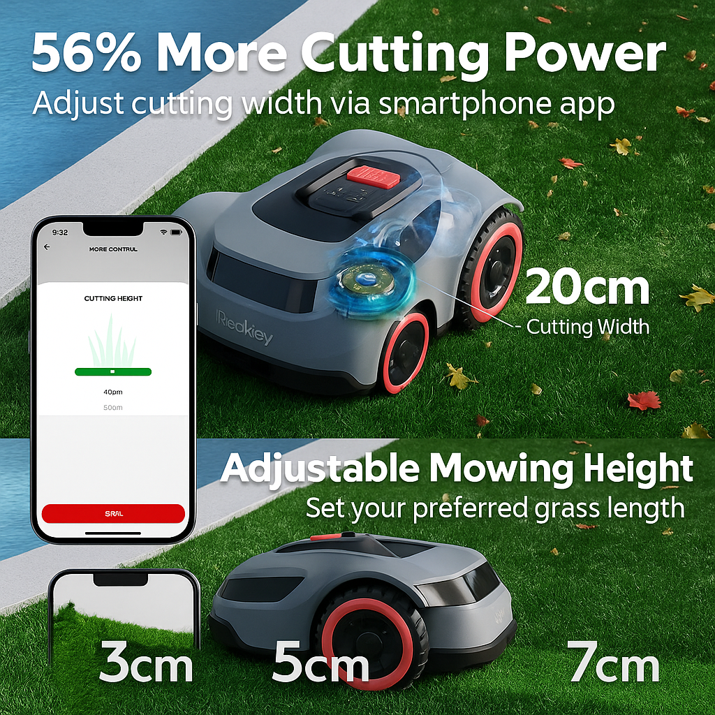 Redkey™ C-TOF Robotic Lawn Mower – 45% Slope Climb, Smart App, Auto-Cut, IPX6 Waterproof