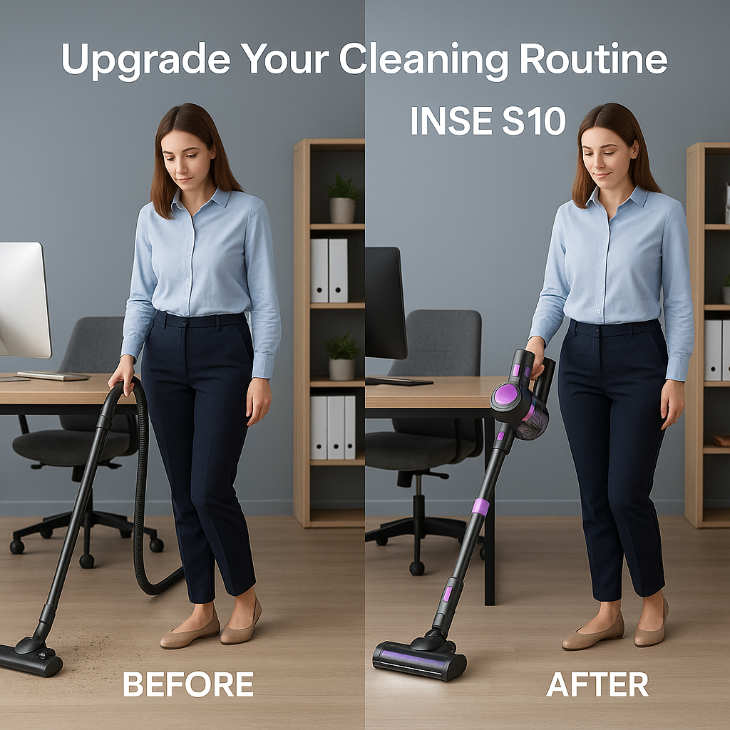 INSE S10™ 6-in-1 Cordless Stick Vacuum – 45KPa Suction, 50 Min Runtime