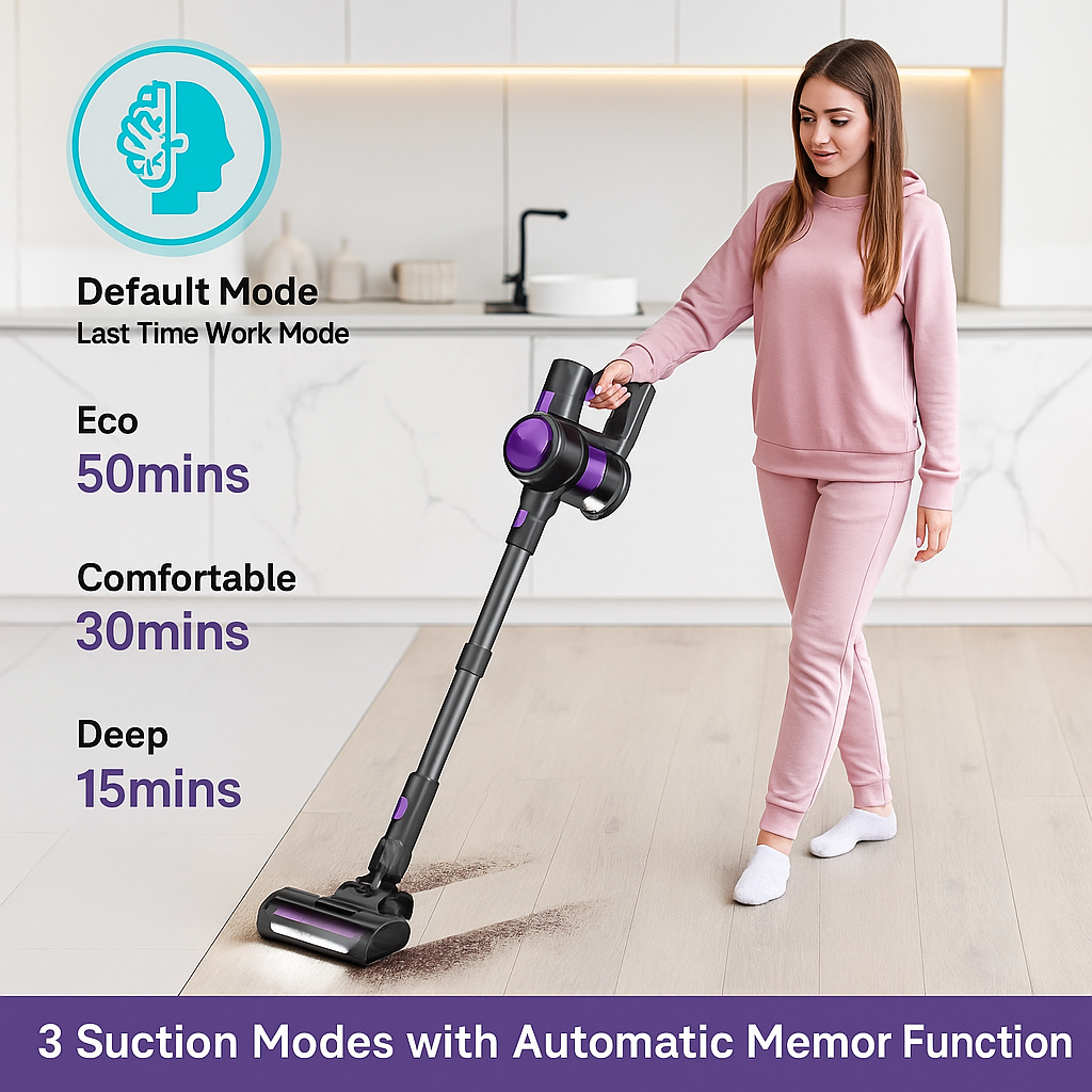 INSE S10™ 6-in-1 Cordless Stick Vacuum – 45KPa Suction, 50 Min Runtime