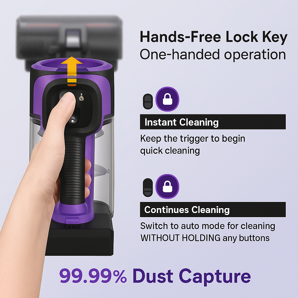 INSE S10™ 6-in-1 Cordless Stick Vacuum – 45KPa Suction, 50 Min Runtime