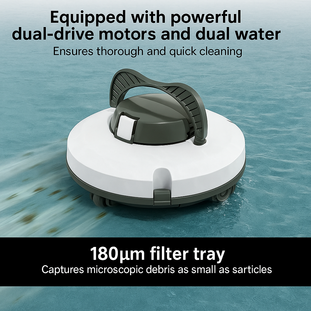 Redkey S100™ Cordless Robotic Pool Vacuum – IPX8 Waterproof, 130min Runtime & Smart Self-Parking
