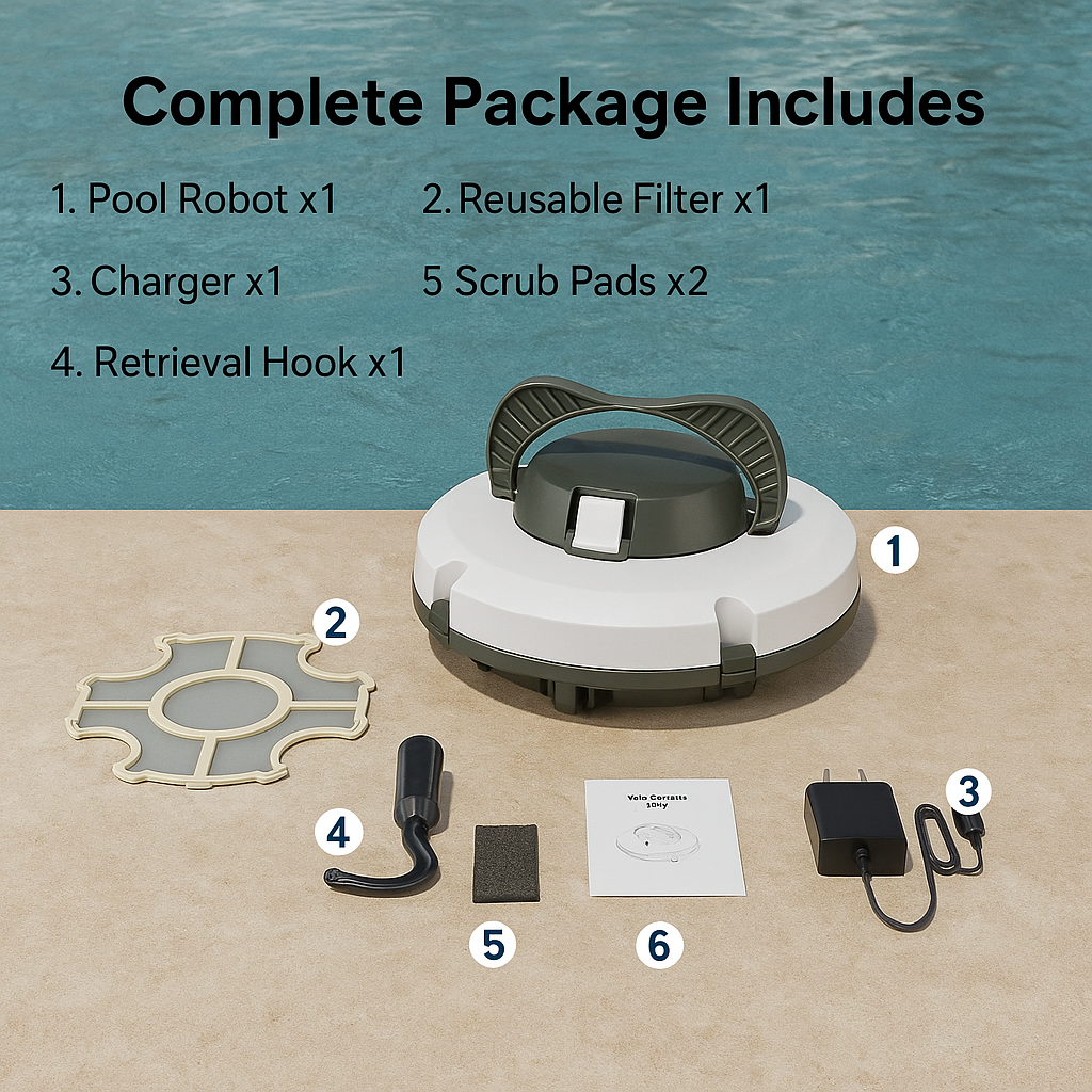 Redkey S100™ Cordless Robotic Pool Vacuum – IPX8 Waterproof, 130min Runtime & Smart Self-Parking