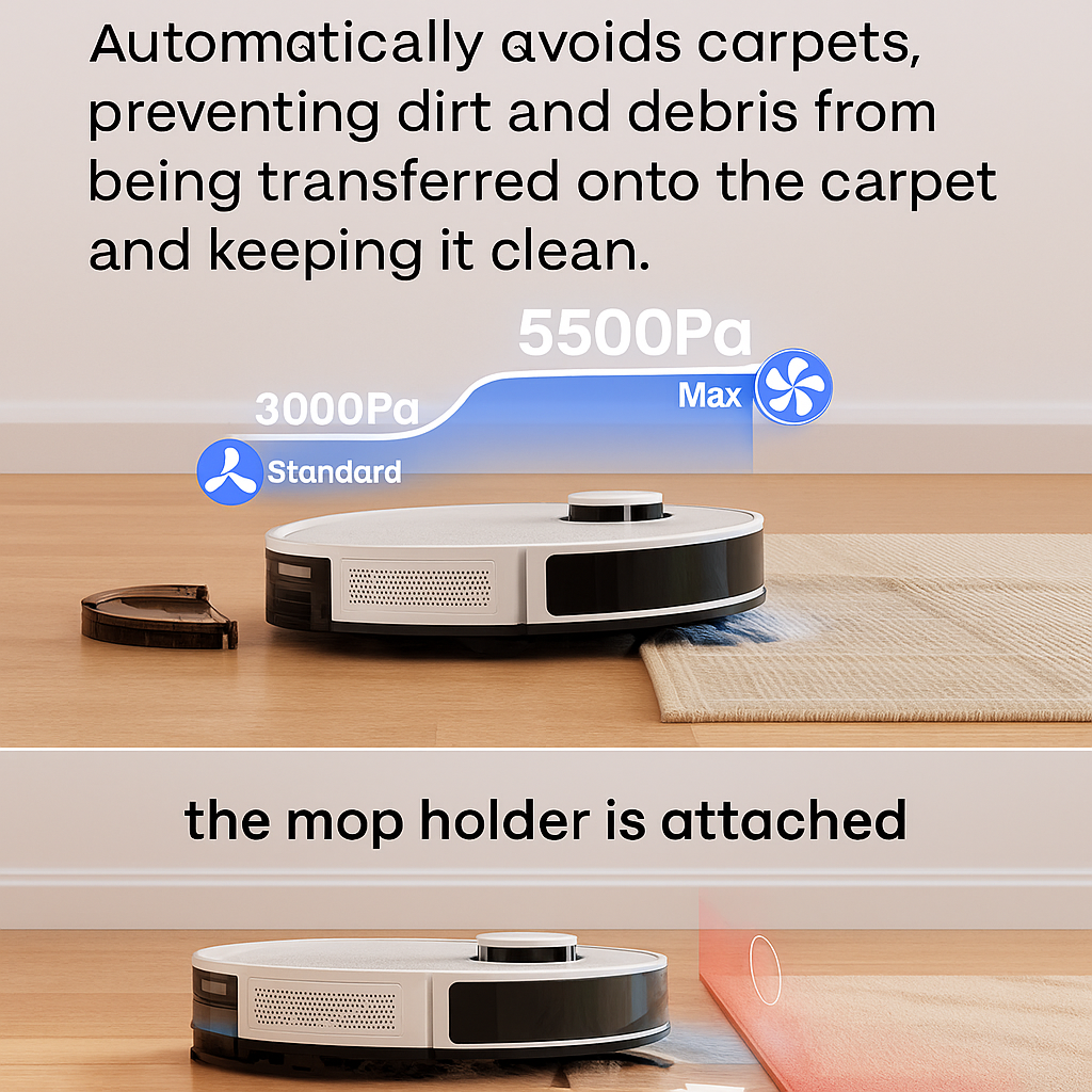 Lefant™ Self-Emptying Robot Vacuum & Mop – 6000Pa, Laser Nav, WiFi/Alexa Ready
