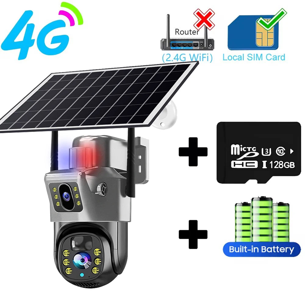 SolarEye 4K™ – 8MP AI-Powered Security Camera with 360° Monitoring, 4G SIM & Solar Charging