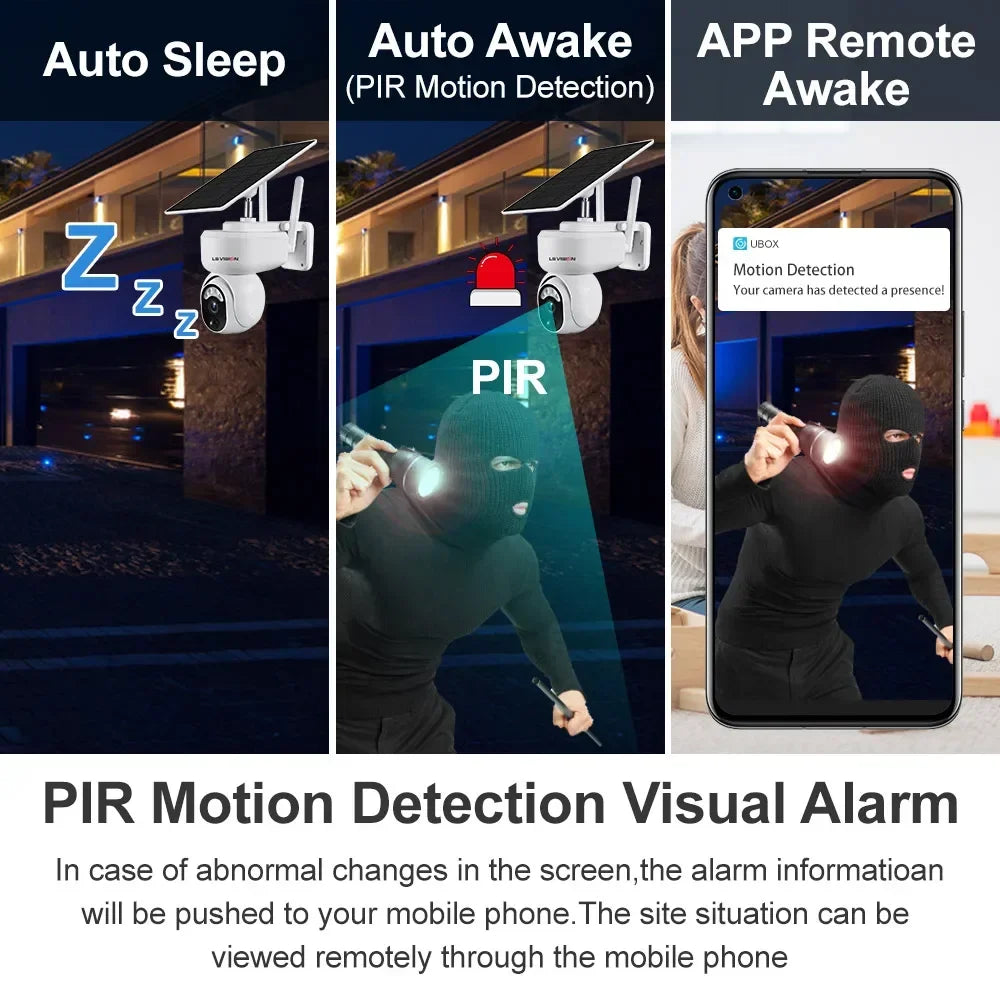 LS Vision 2K Solar SmartCam™ – 4MP Wireless PTZ Security with 4G/WiFi, Motion Detection & 2-Way Audio
