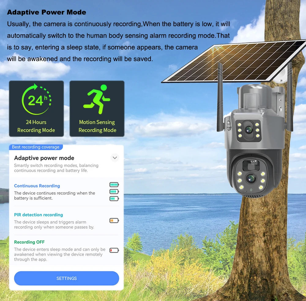 SolarEye 4K™ – 8MP AI-Powered Security Camera with 360° Monitoring, 4G SIM & Solar Charging
