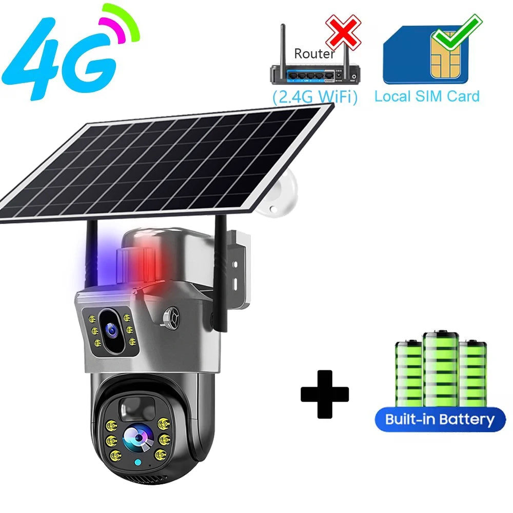 SolarEye 4K™ – 8MP AI-Powered Security Camera with 360° Monitoring, 4G SIM & Solar Charging