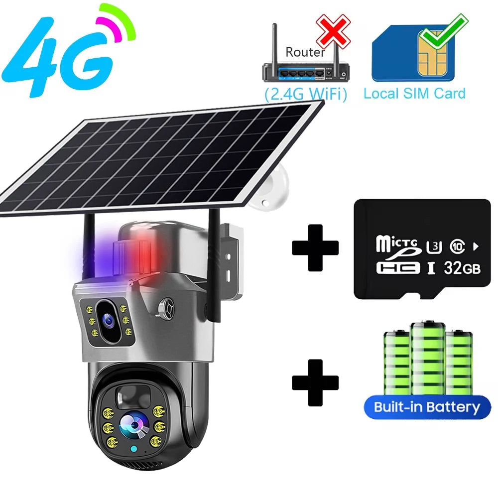 SolarEye 4K™ – 8MP AI-Powered Security Camera with 360° Monitoring, 4G SIM & Solar Charging