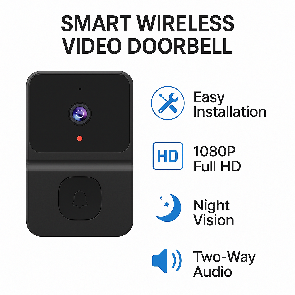 Smart Wireless Video Doorbell – WiFi, HD Camera, Night Vision & Voice Changer