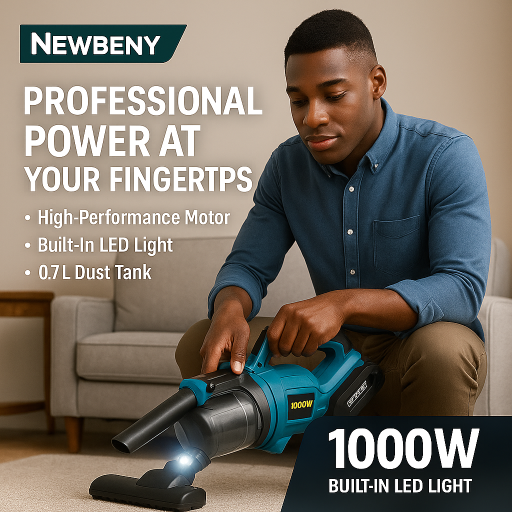 NEWBENY PowerPro™ – 1000W Cordless Vacuum for Garage, Home & Construction Cleaning