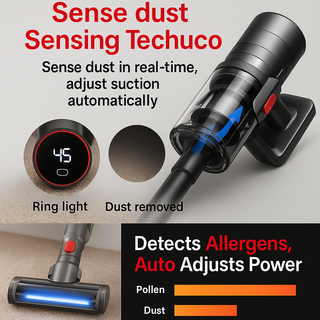 ABIR VC205™ – 27,000Pa Cordless Smart Vacuum with Auto Dust Detection & HEPA Filtration