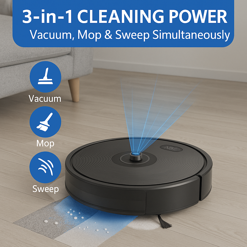 ABIR X6PRO™ 3-in-1 Smart Robot Vacuum – 6000Pa Suction, Visual Navigation, Virtual Barriers, Alexa Compatible