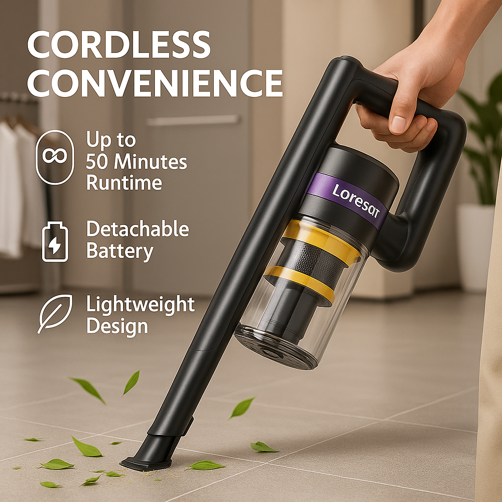 Laresar X11™ – 55000Pa Smart Cordless Vacuum | 60 Min Runtime & LED Floor Brush
