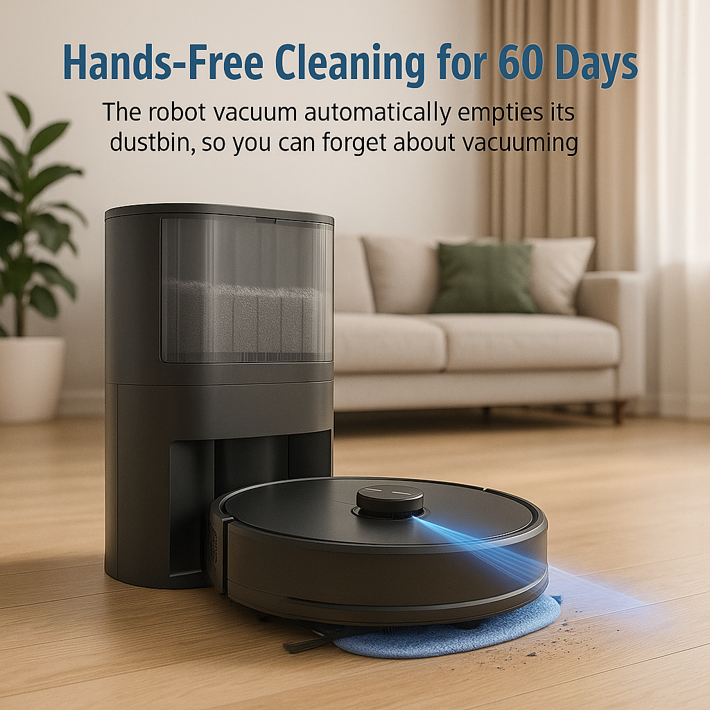 AT800™ 3-in-1 Robot Vacuum & Mop with LiDAR – 5000Pa Suction, Self-Emptying for 60 Days, Alexa & App Control