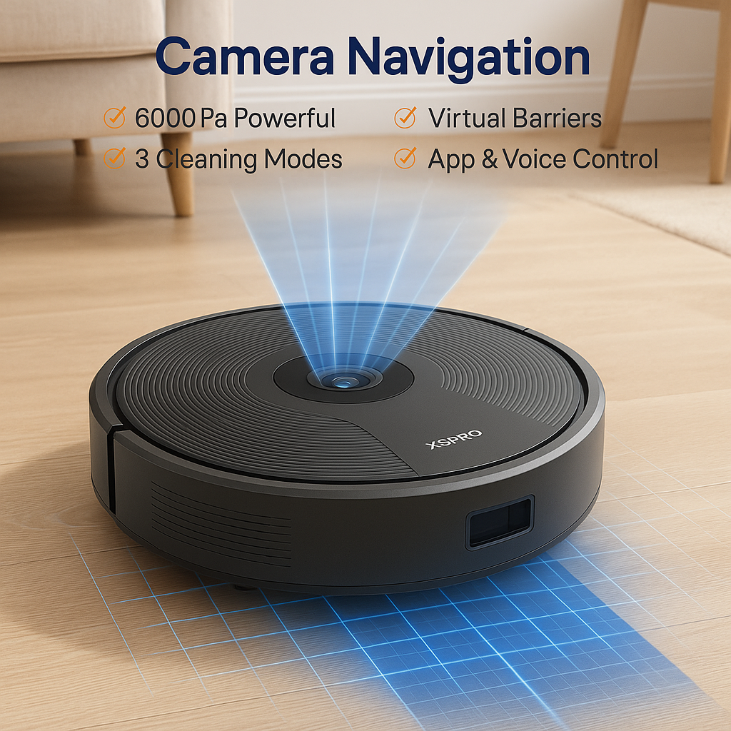 ABIR X6PRO™ 3-in-1 Smart Robot Vacuum – 6000Pa Suction, Visual Navigation, Virtual Barriers, Alexa Compatible