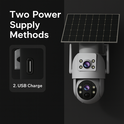 SolarGuard 4K™ by JOOAN – Dual-Lens Outdoor Security Camera with Auto Tracking & Full-Color Night Vision