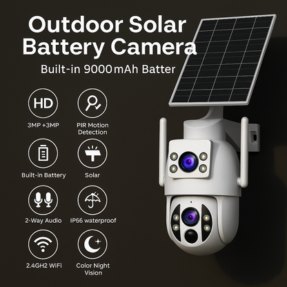 SolarGuard 4K™ by JOOAN – Dual-Lens Outdoor Security Camera with Auto Tracking & Full-Color Night Vision