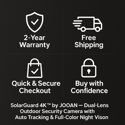SolarGuard 4K™ by JOOAN – Dual-Lens Outdoor Security Camera with Auto Tracking & Full-Color Night Vision
