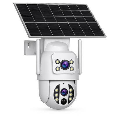 SolarGuard 4K™ by JOOAN – Dual-Lens Outdoor Security Camera with Auto Tracking & Full-Color Night Vision