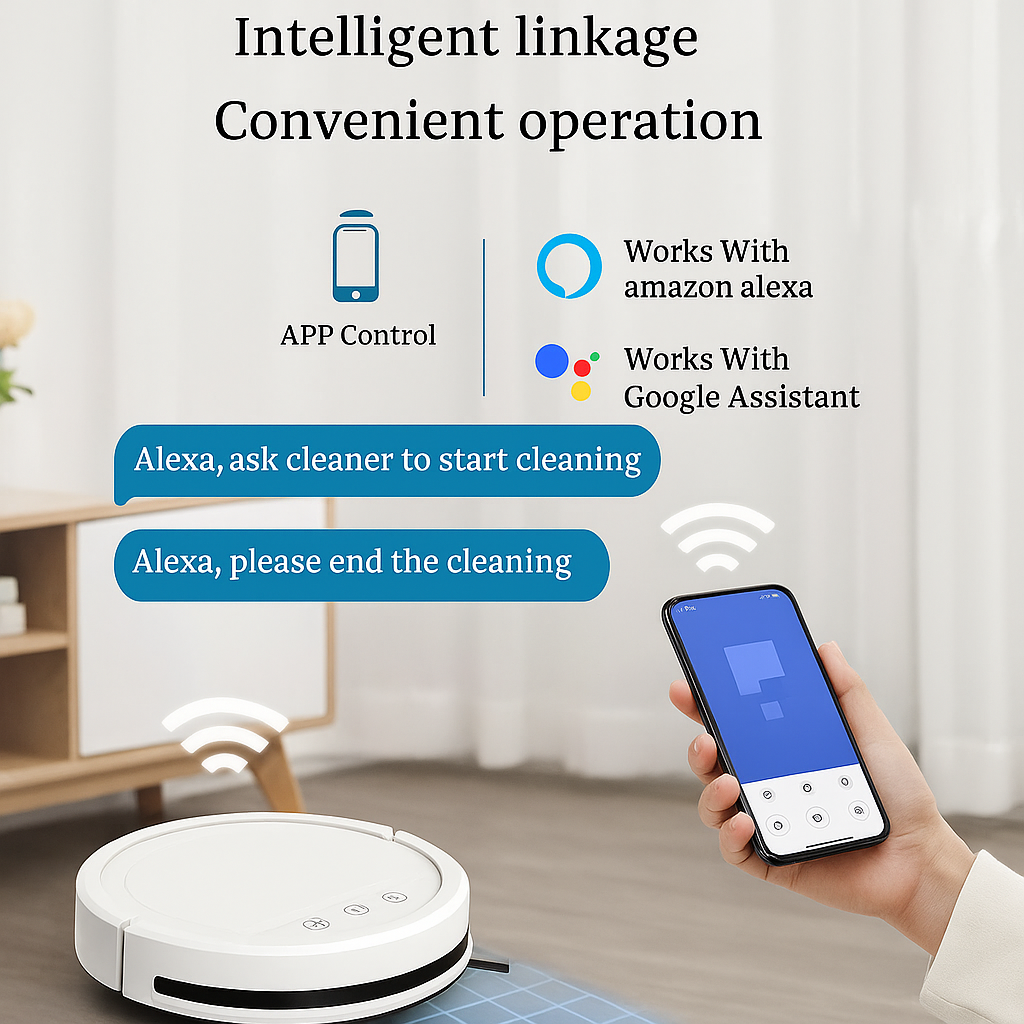 BOAIMORE™ Smart Robot Vacuum – 2500Pa Suction, 3-in-1 Cleaning, Auto Recharge, App Control, HEPA Filter