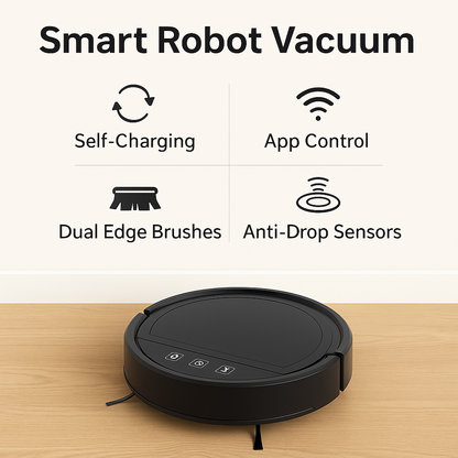 BOAIMORE™ Smart Robot Vacuum – 2500Pa Suction, 3-in-1 Cleaning, Auto Recharge, App Control, HEPA Filter