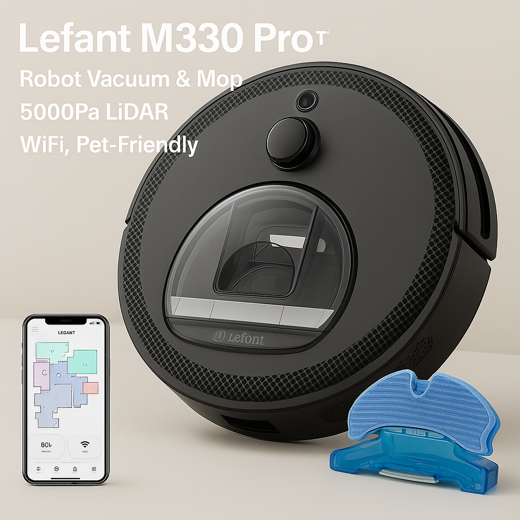 Lefant M330 Pro™ Robot Vacuum & Mop – 5000Pa LiDAR, WiFi, Pet-Friendly