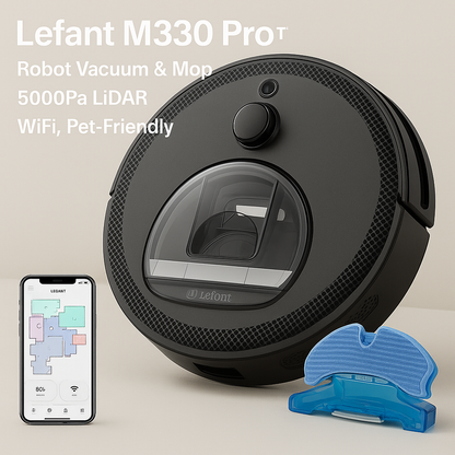 Lefant M330 Pro™ Robot Vacuum & Mop – 5000Pa LiDAR, WiFi, Pet-Friendly