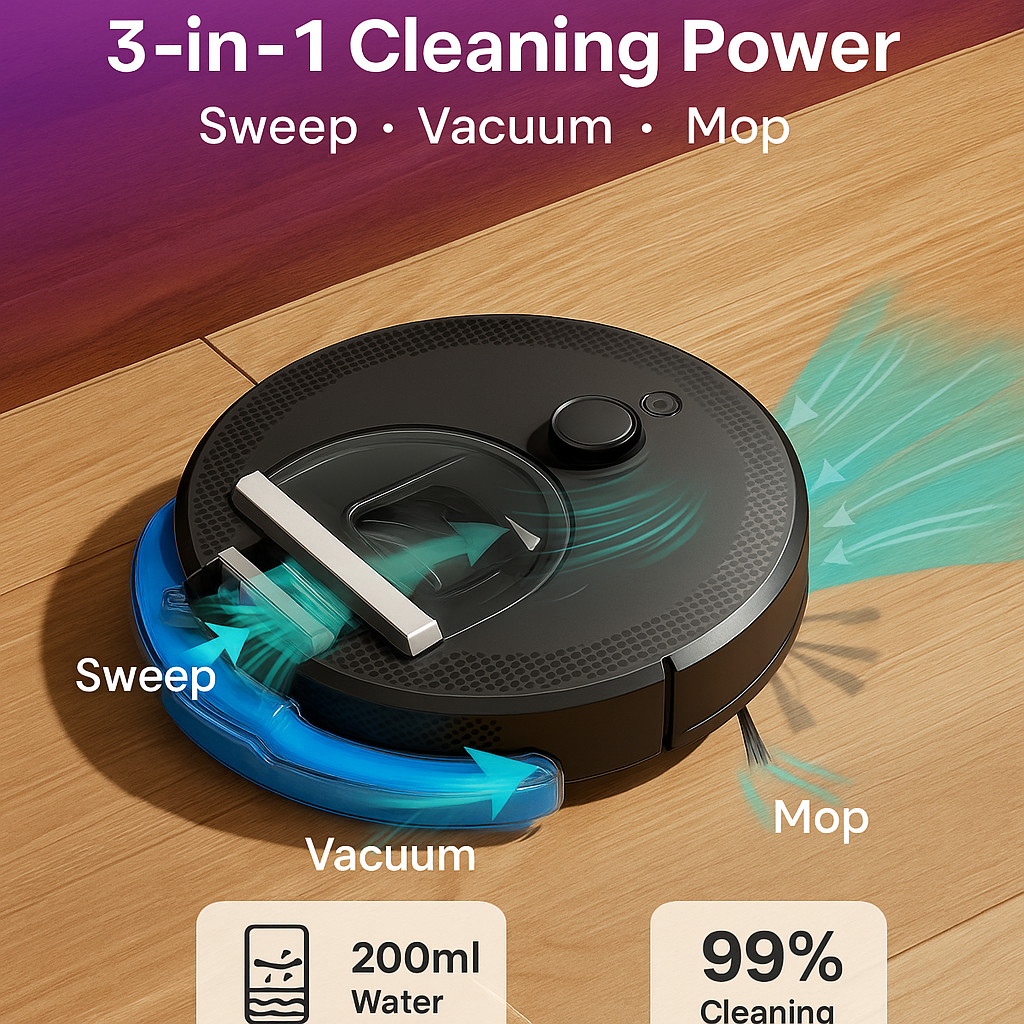 Lefant M330 Pro™ Robot Vacuum & Mop – 5000Pa LiDAR, WiFi, Pet-Friendly