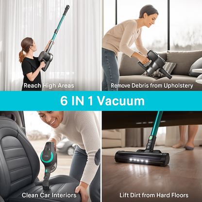YISORA N300™ Ultra-Light Cordless Stick Vacuum – 20KPa, 40 Min Runtime, 6-in-1 for Carpet, Hard Floors & Pet Hair