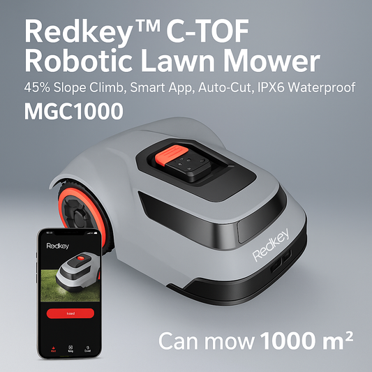 Redkey™ C-TOF Robotic Lawn Mower – 45% Slope Climb, Smart App, Auto-Cut, IPX6 Waterproof