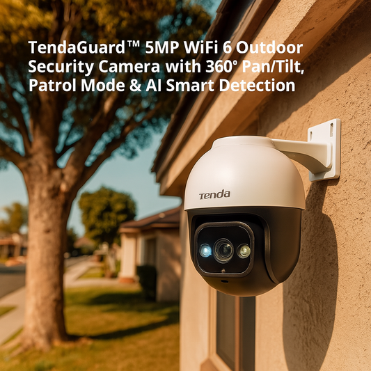 TendaGuard™ 5MP – WiFi 6 Outdoor Security Camera with 360° Pan/Tilt, Patrol Mode & AI Smart Detection