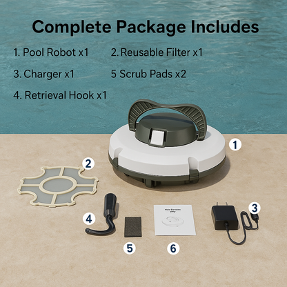 Redkey S100™ Cordless Robotic Pool Vacuum – IPX8 Waterproof, 130min Runtime & Smart Self-Parking